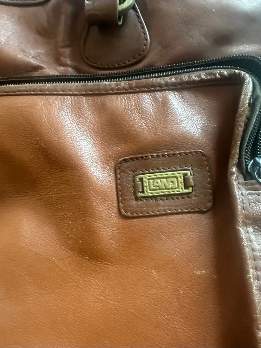 Leather Laptop Tote - Cognac Brown